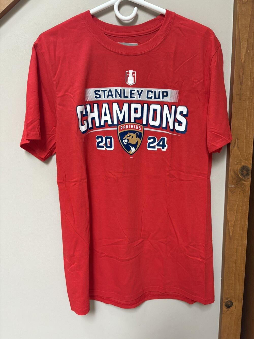Florida Panthers 2024 Stanley Cup Champions T-Shirt Tkachuk #19 Red Size M